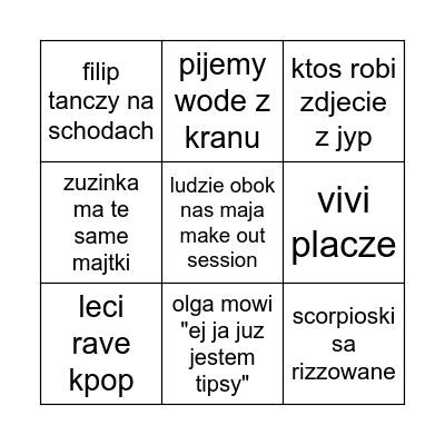 KPOP PARTY BINGO Card
