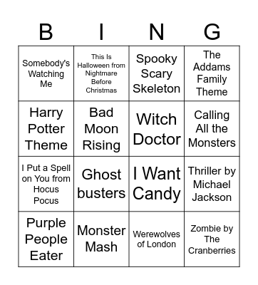 Halloween Bing Bingo Card