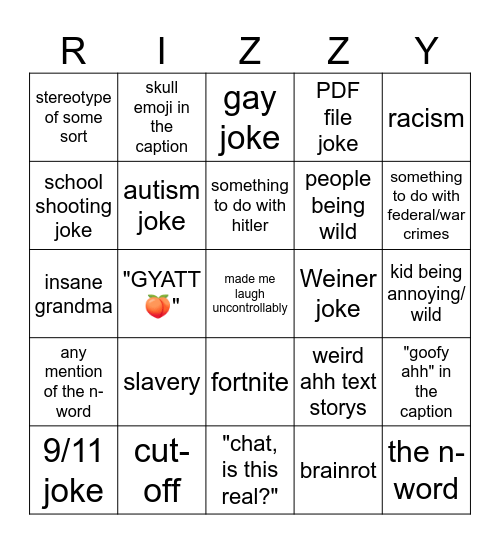 DISCORD MEME BINGO!!!!! Bingo Card