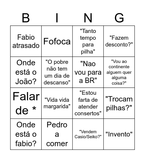 BR Bingo Card