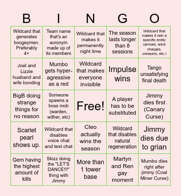 Wild Life BINGO Card