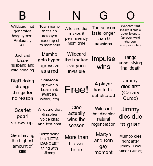 Wild Life BINGO Card