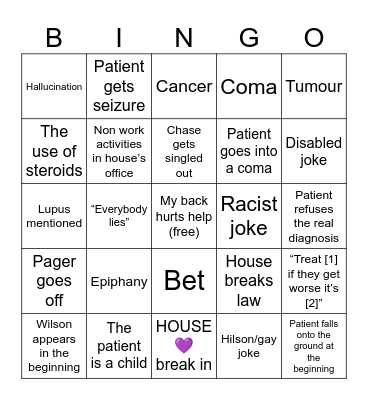 House md Bingo Card