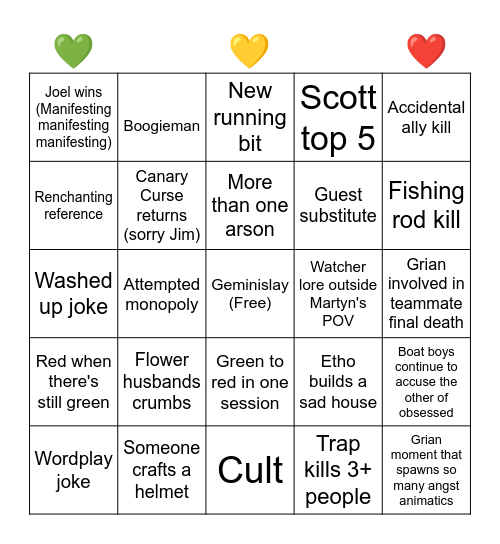 Wild Life Bingo Card