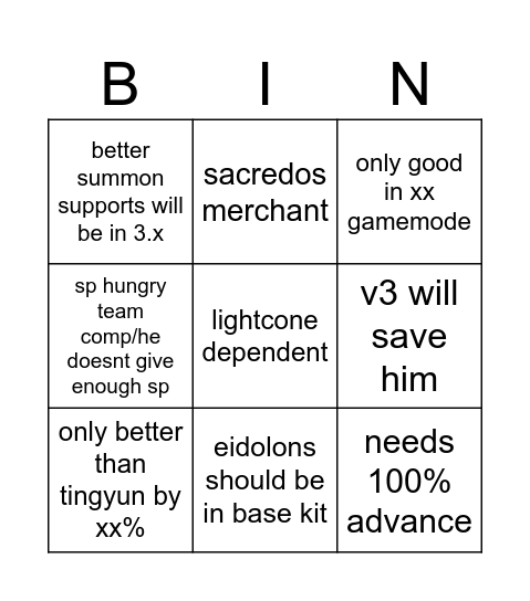 sunday beta doomposts bingo Card