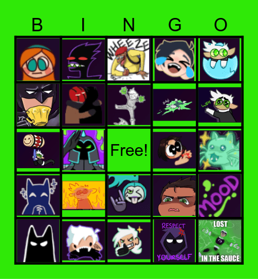 Haunted Heroes Emoji/sticker Artist Bingo Card