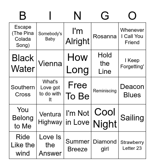 YACHT ROCKIN' Bingo Card