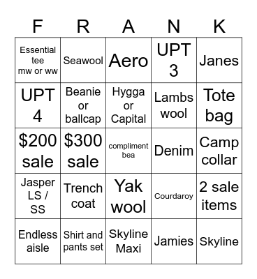 FAO Bingo! Bingo Card