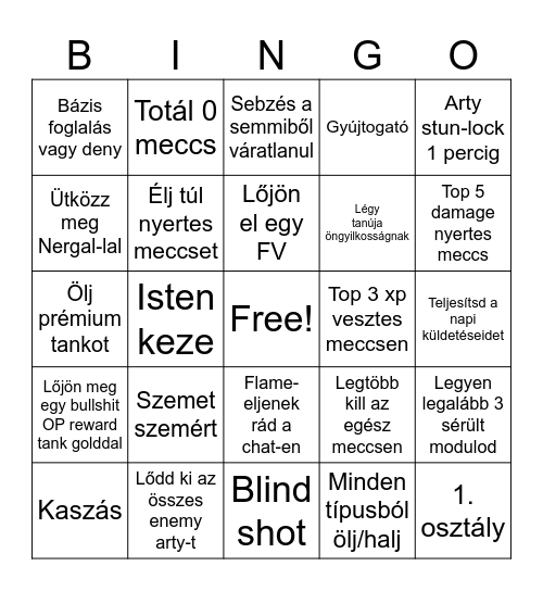 WoT Bingo Card