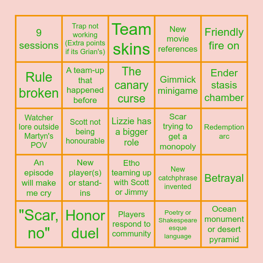 u/Enchanted_Evil 's Wild Life SMP Bingo Card