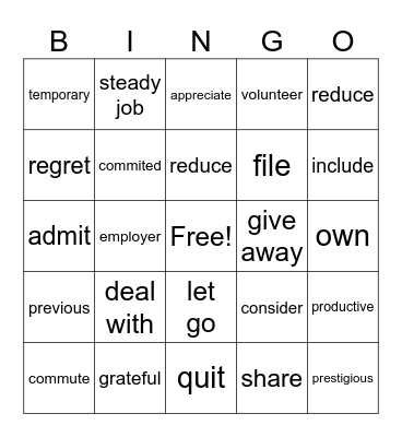 My Perspectives -  vocab 1 Bingo Card