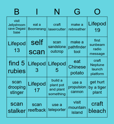Easy Subnautica bingo Card