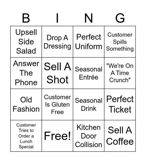 Staff Bingo! Bingo Card