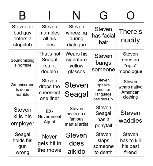 Steven Seagal Bingo Card