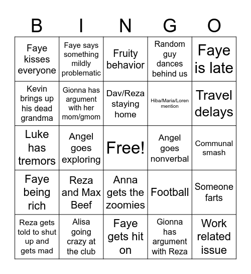 Phillyween Incidents Bingo Card