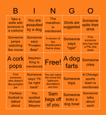 Halloween Party Bingo Card