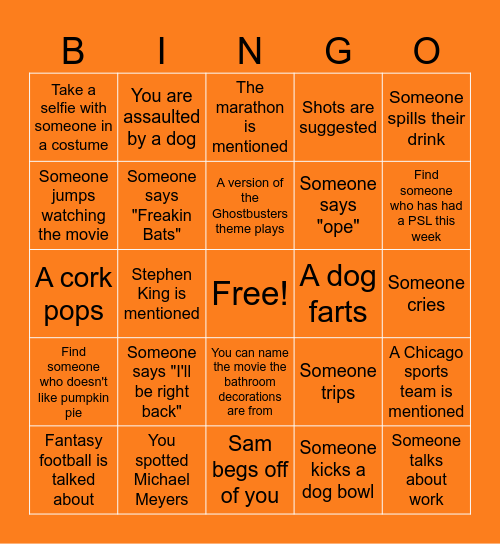 Halloween Party Bingo Card