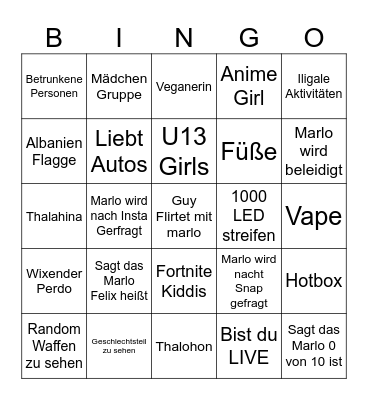 Marlo Ome TV Bingo Card