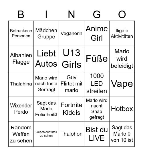 Marlo Ome TV Bingo Card