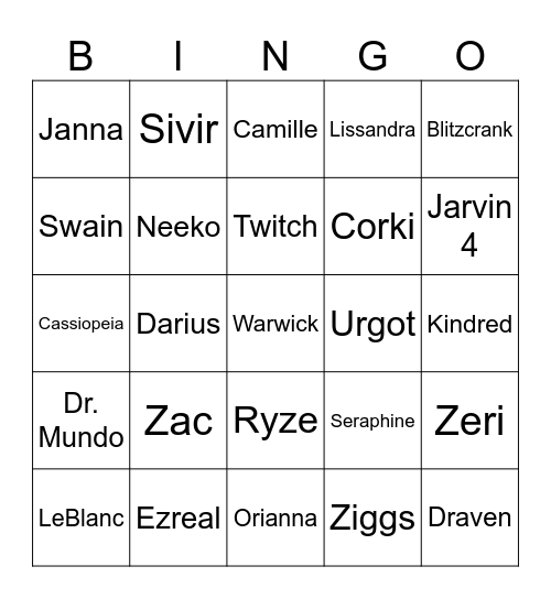 Arcane Bingo Card