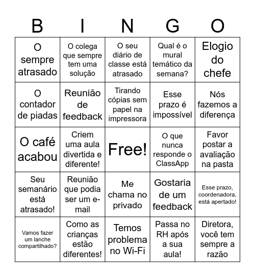 Festa Confraternização JM Bingo Card