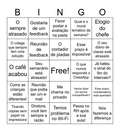 Confraternização JM Bingo Card