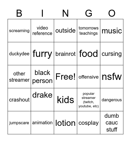 DuckyDee Devious Memes Bingo Card