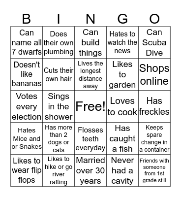 GET TO KNOW YOUR MANN Bingo Card