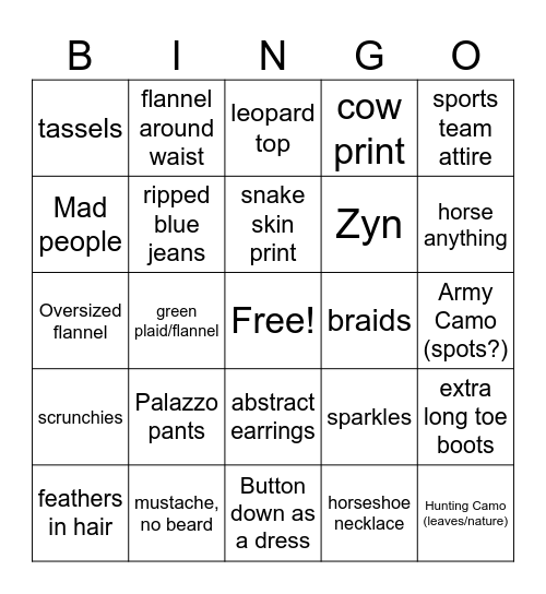 LW / Last Show Bingo Card