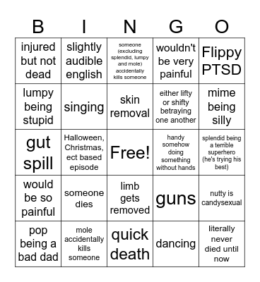 HTF bingo Card