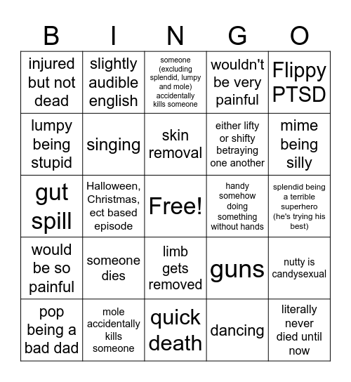 HTF bingo Card