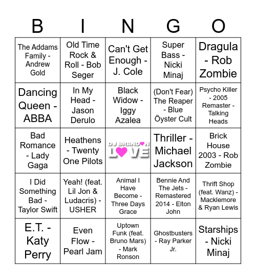 Trav & Jessica's Halloween Party Bingo Card