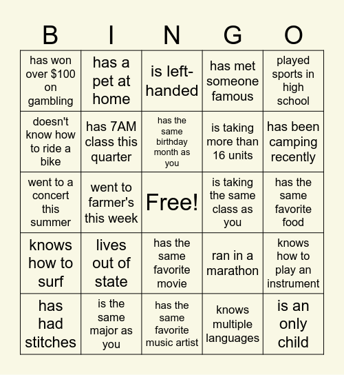 TT x SPD x AOE BBQ Social Bingo (Find someone who...) Bingo Card