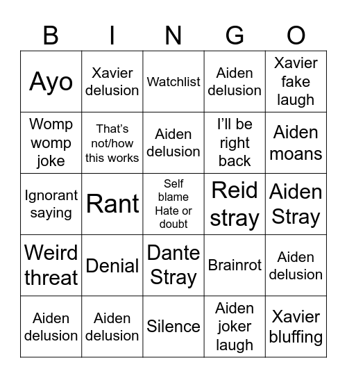 4 musketeers Bingo Card