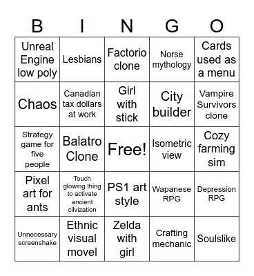 ClemmyGames Bingo Card