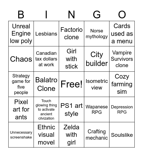 ClemmyGames Bingo Card