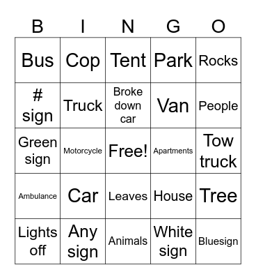 Street bingo Card