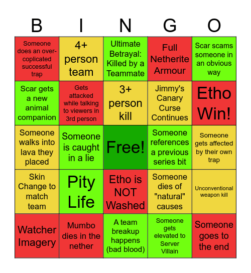 Wild Life Bingo Card