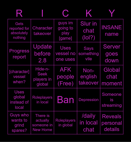 DFC Bingo Card