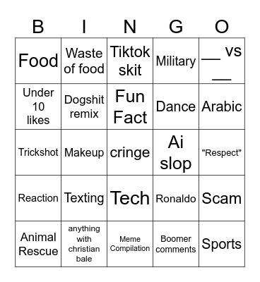Shorts v2 Bingo Card