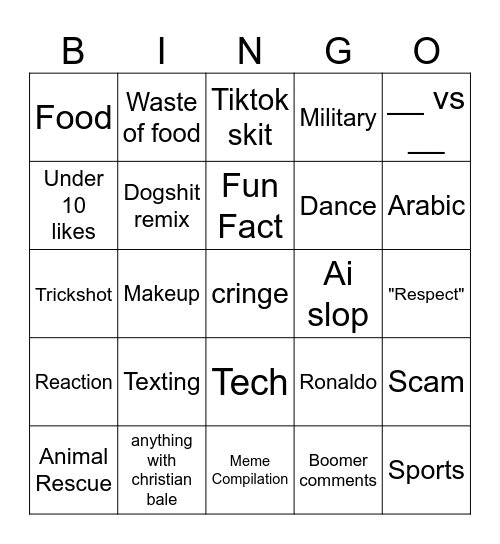 Shorts v2 Bingo Card
