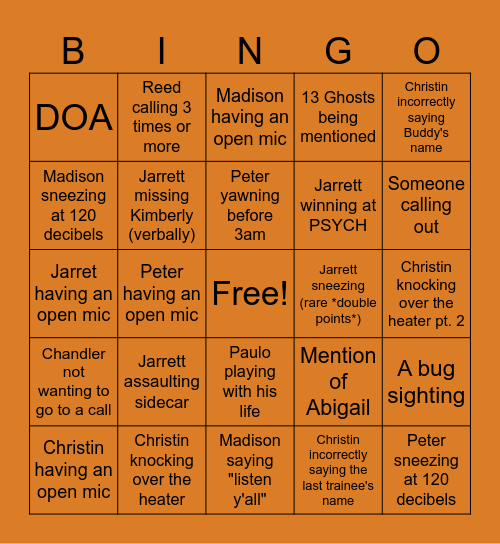 TEAM AWESOME BINGO Card