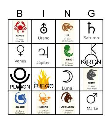 Fiesta Zodiacal Bingo Card