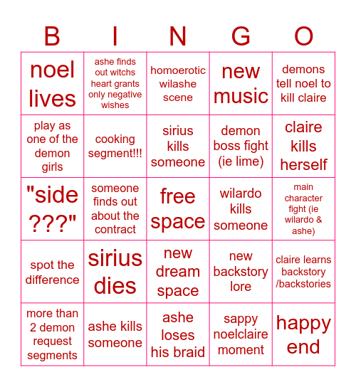 wilardo conclusion Bingo Card