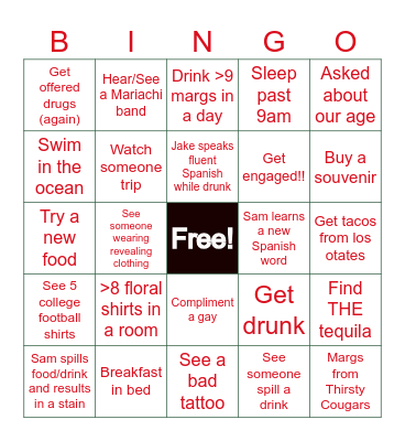 Mexico Bingo Card