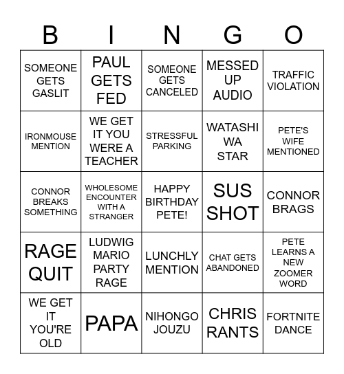 RV BINGO 2024 DAY 3 Bingo Card