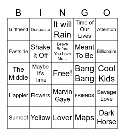 •••••EXTRA••••• Bingo Card