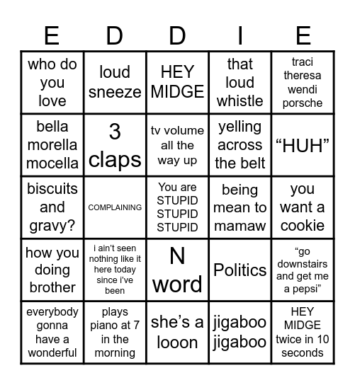 eddie sayings Bingo Card