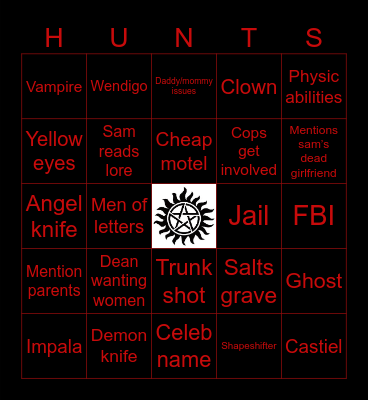 Supernatural Bingo Card