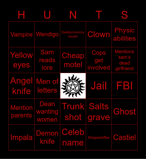 Supernatural Bingo Card